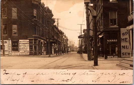 Street Scene Middletown, New York Saxton Jewelry Store White Sewing Machines