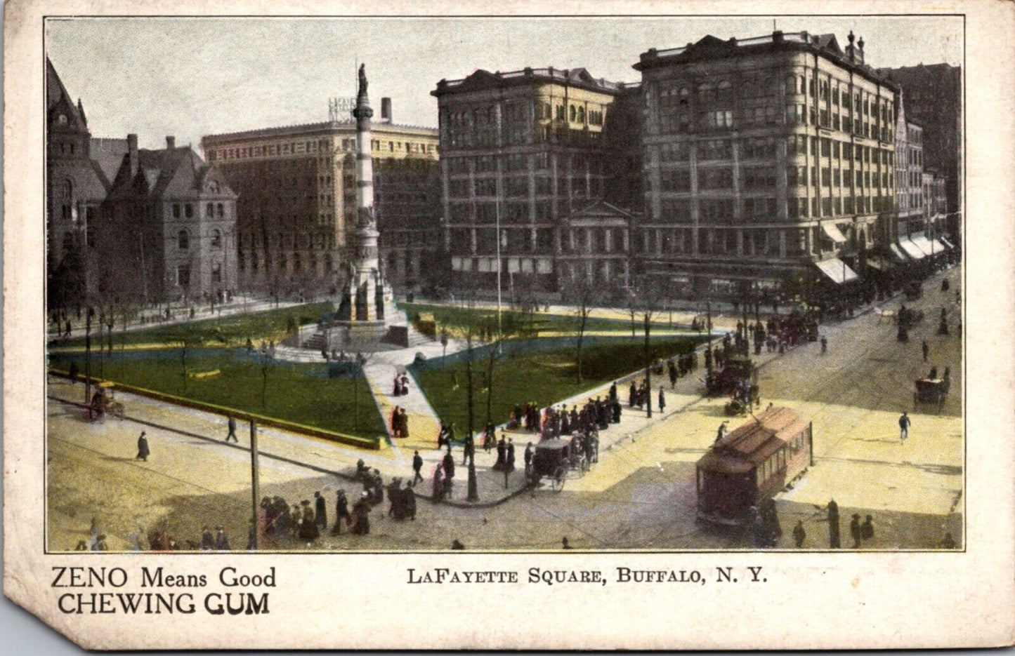 Zeno Chewing Gum Postcard LaFayette Square in Buffalo, New York