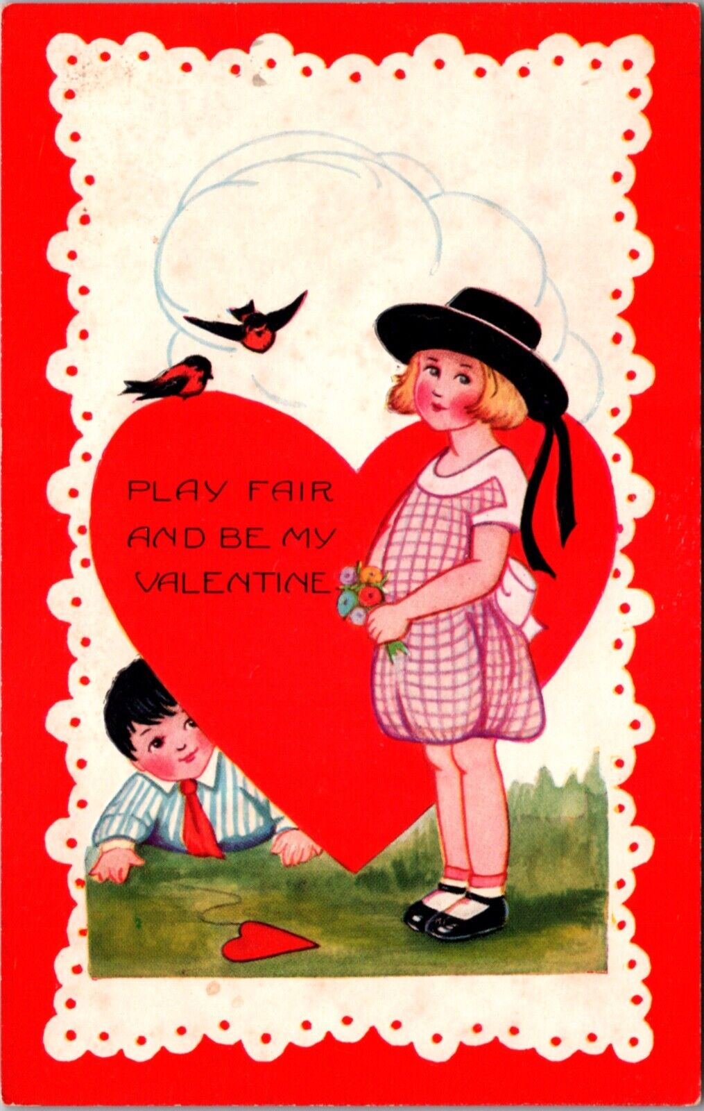 Valentine's Day PC Boy Spying on Girl Behind Giant Heart Setting a Trap to Catch