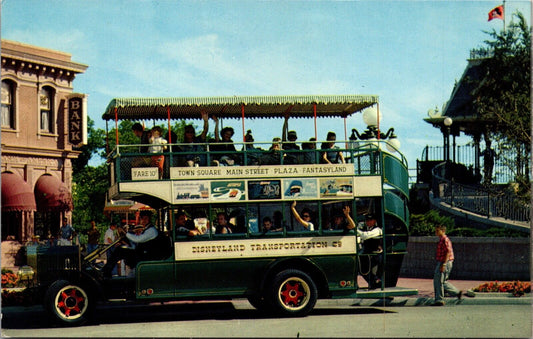 Disneyland Postcard 5/8 Scale Doubledecker Omnibus on Main Street