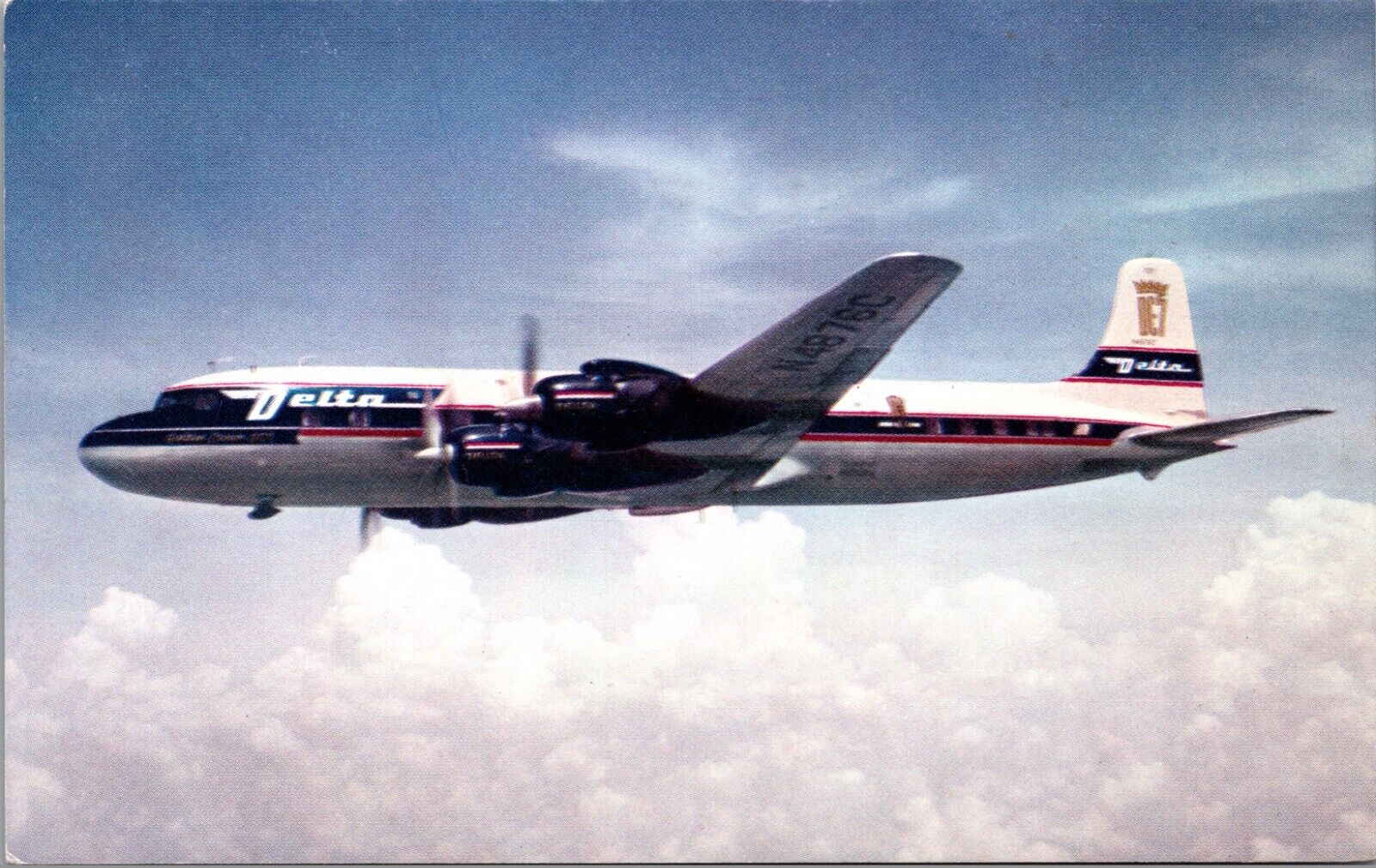 Advertising Postcard Delta's Golden Crown DC-7 Airliner Airplane