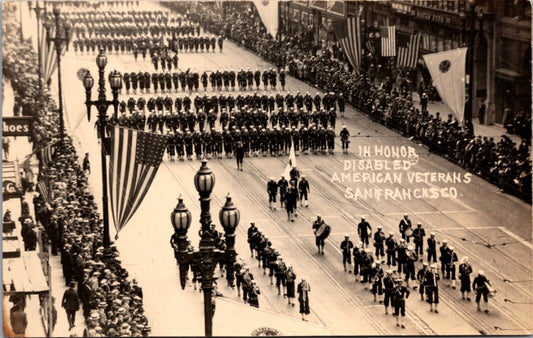 RPPC Military Parade in Honor Disable American Veterans San Francisco California