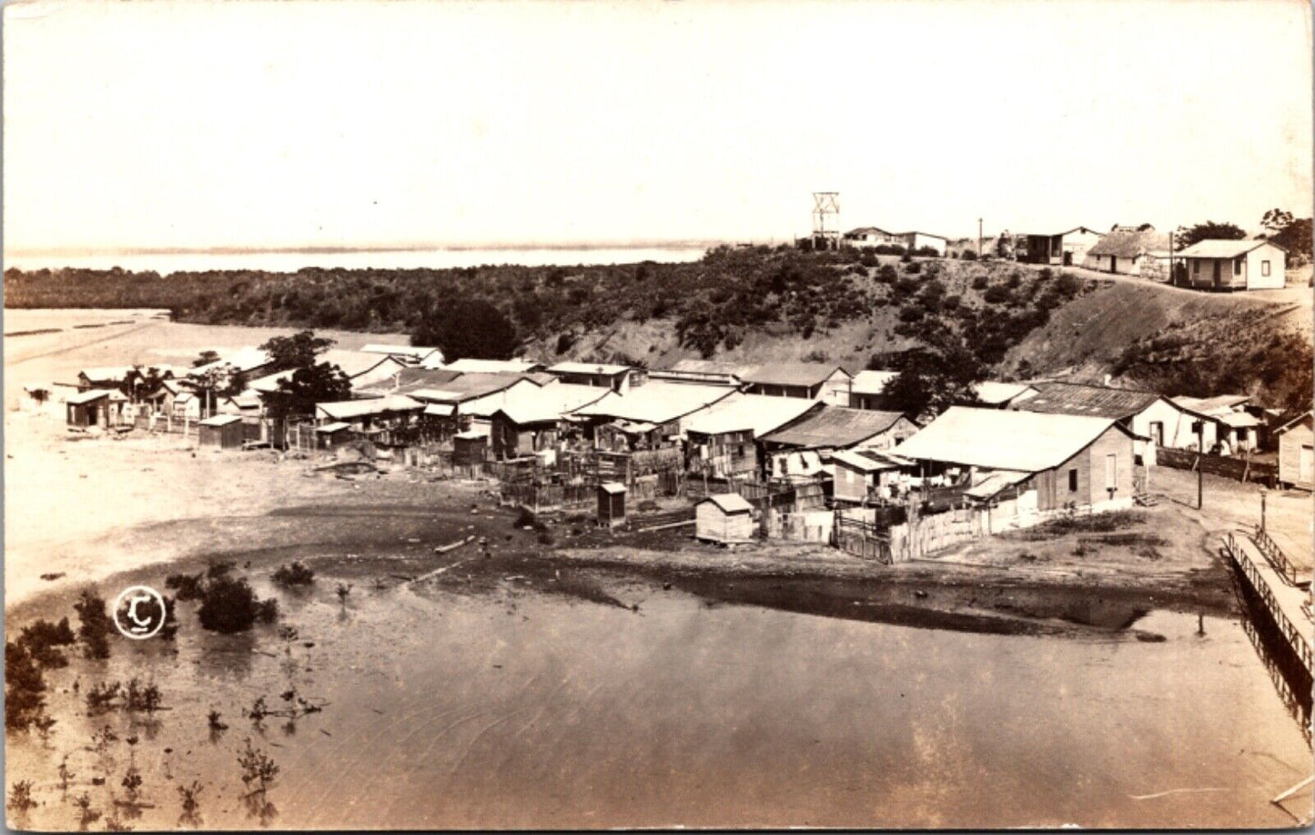 Real Photo Postcard Village Homes Along the Waterfront in Caimanera, Cuba