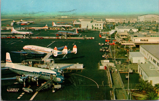 Aerial View of Los Angeles International Airport Modern Air Terminal California