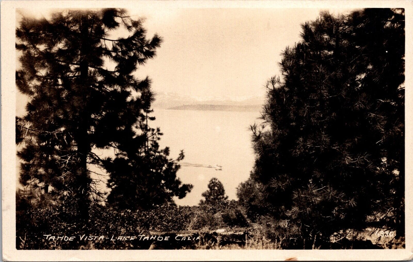 Real Photo Postcard View from Tahoe Vista in Lake Tahoe, California