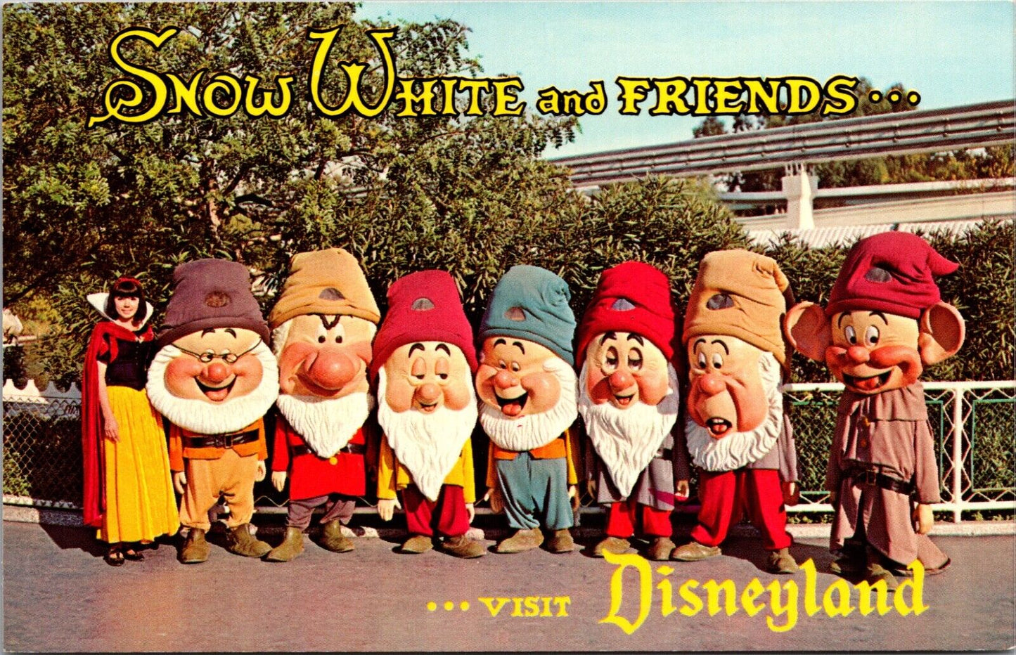 Disneyland Postcard Snow White and Friends Visit Disneyland Seven Dwarfs