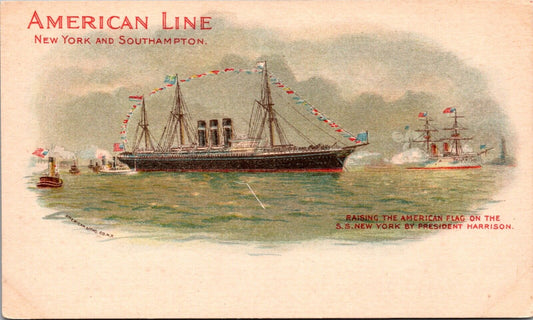 Advertising Postcard American Line New York and Southampton S.S. New York