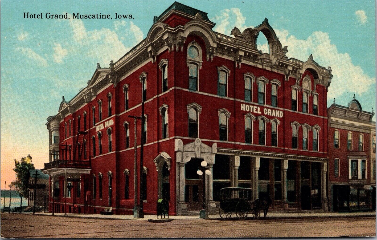 Two Postcards Hotel Grand in Muscatine, Iowa~132036