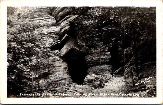 RP Postcard Entrance to Devils Kitchen Roaring State Park Cassville, Missouri