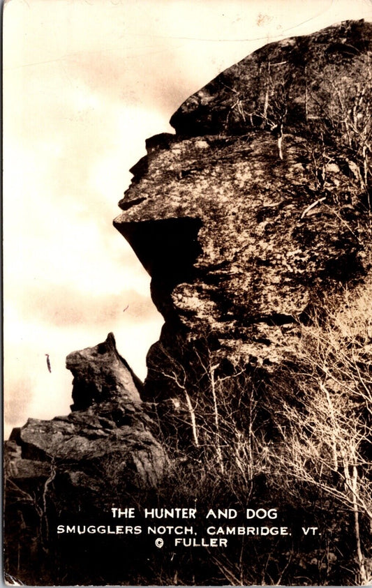 RP Postcard The Hunter and Dog Rock Smugglers Notch in Cambridge, Vermont~135274