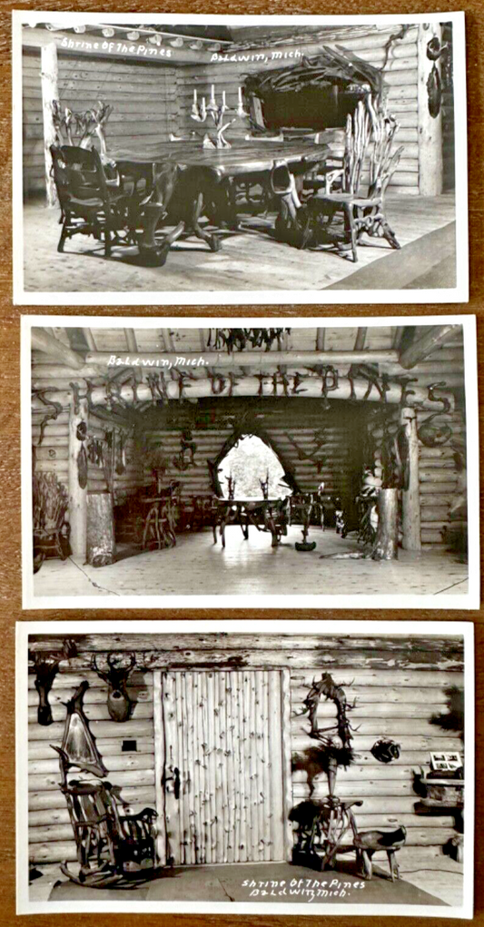 Three Real Photo Postcards Shrine of the Pines in Baldwin, Michigan