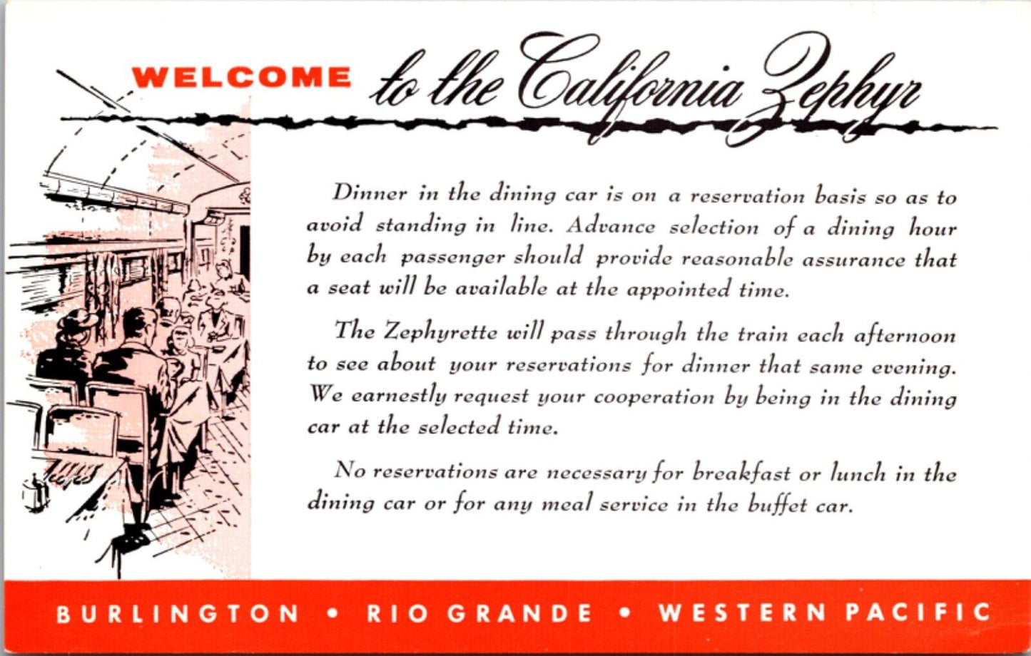 Advertising California Zephyr Railroad Train Burlington Rio Grande West Pacific