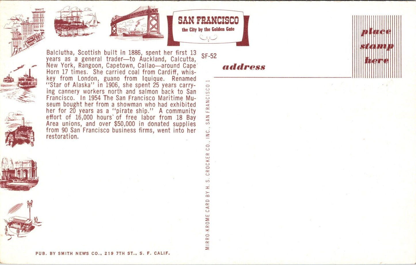 Two Postcards Alaska Packers Star Ship in San Francisco, California~2691