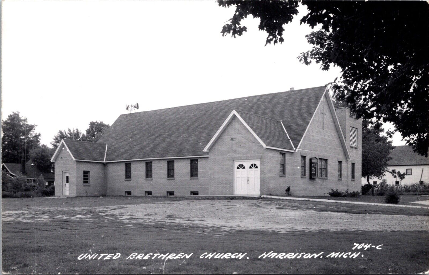 Real Photo Postcard United Brethren Church in Harrison, Michigan