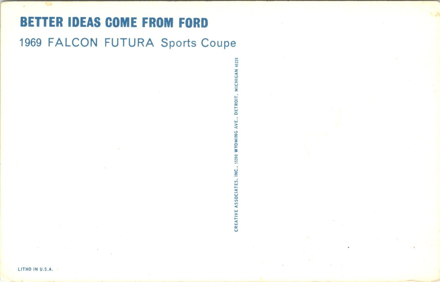 Advertising Postcard 1969 Falcon Futura Sports Coupe