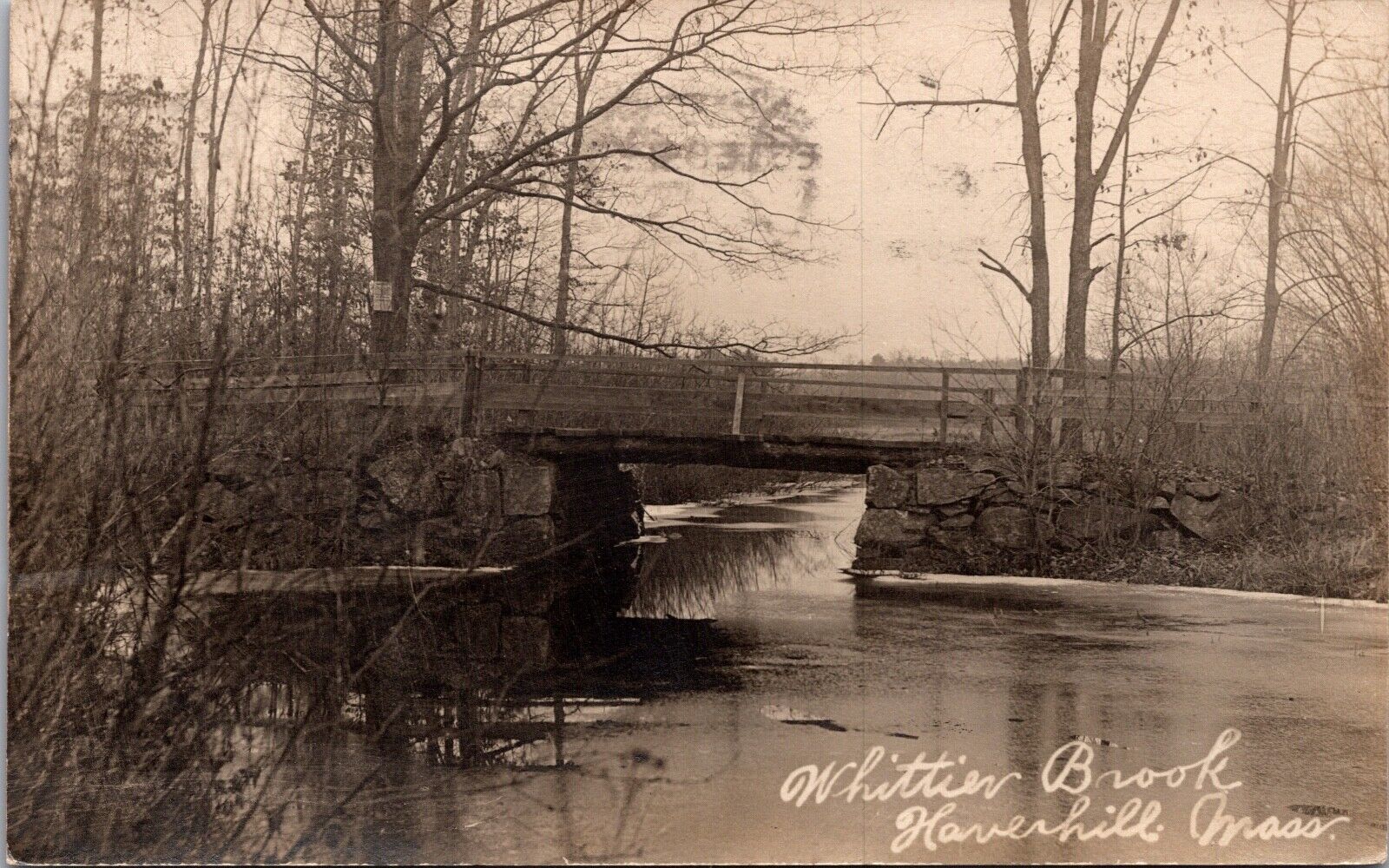 Real Photo Postcard Whittier Brook in Haverhill, Massachusetts