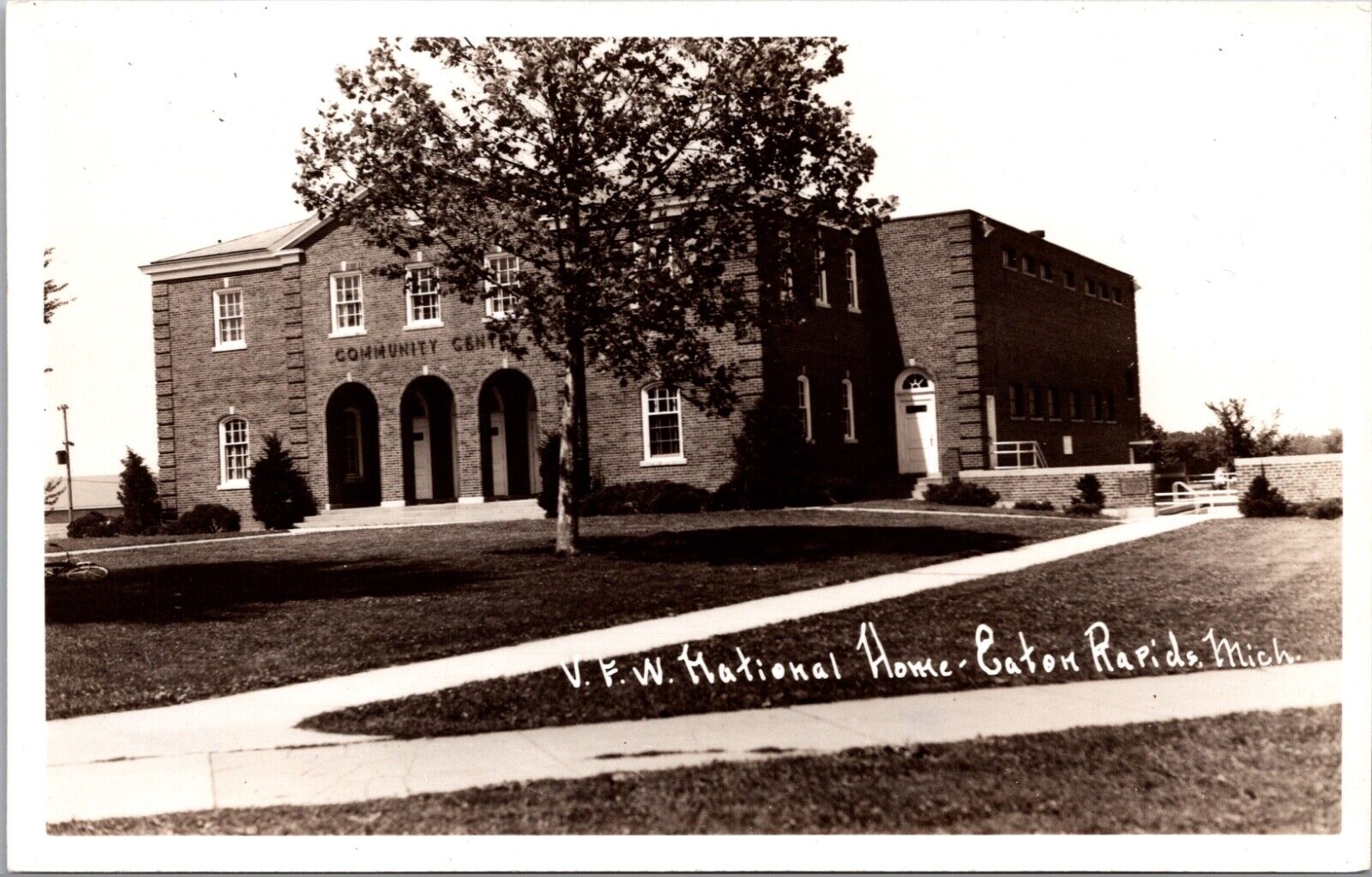 Real Photo Postcard V.F.W. National Home Community Center Eaton Rapids, Michigan