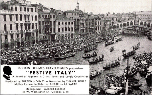 Advertising PC Burton Holmes Travelogues Festive Italy Chicago, Illinois