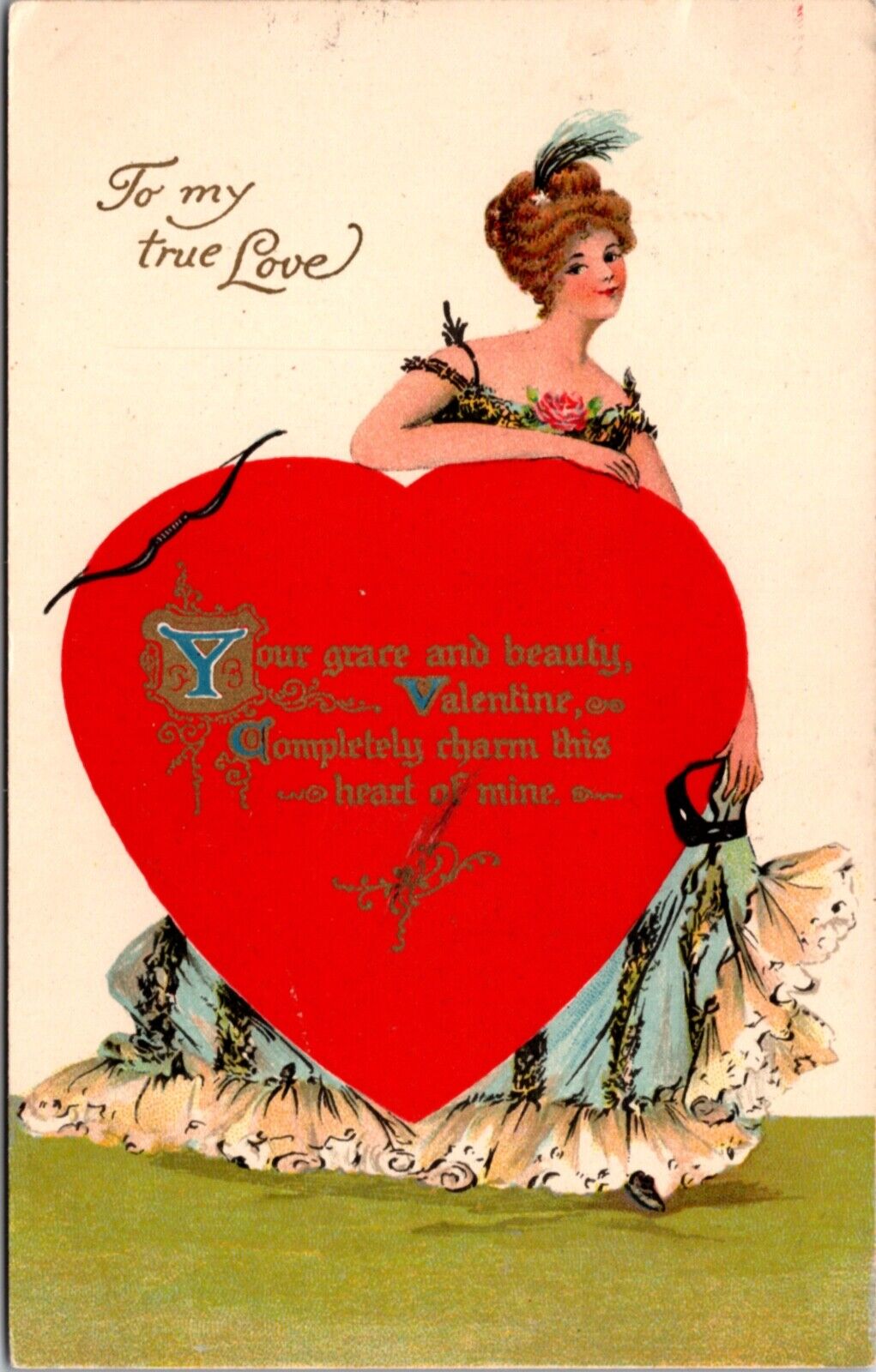 Six Valentine Postcards Woman Dressed as Different Cultures Giant Heart Poem