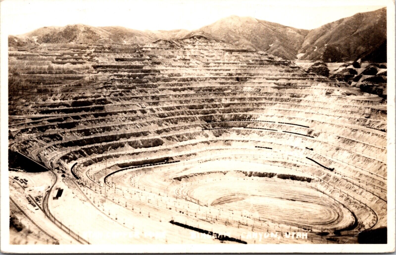 Real Photo Postcard Utah Copper Mine in Bingham Canyon, Utah