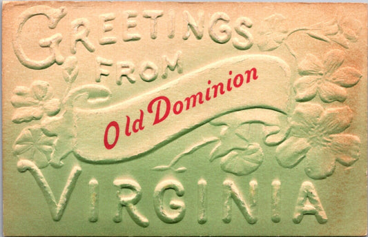 Airbrushed Large Letter Greetings Postcard From Old Dominion, Virginia