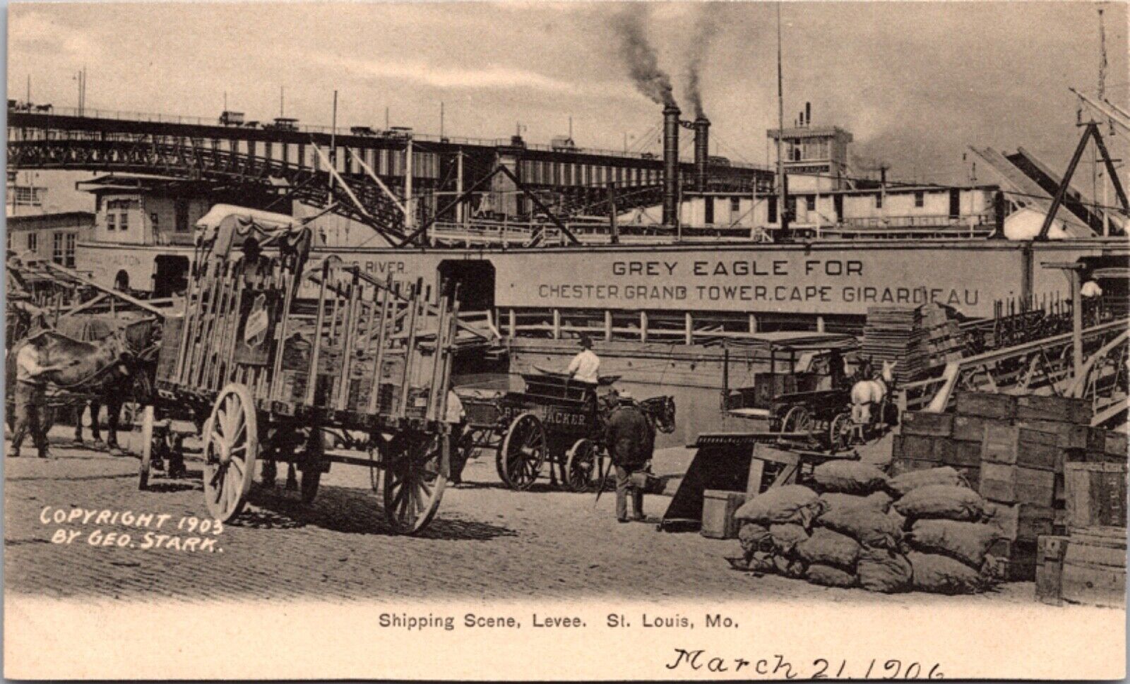 1903 Postcard Shipping Scene at Levee in St. Louis, Missouri