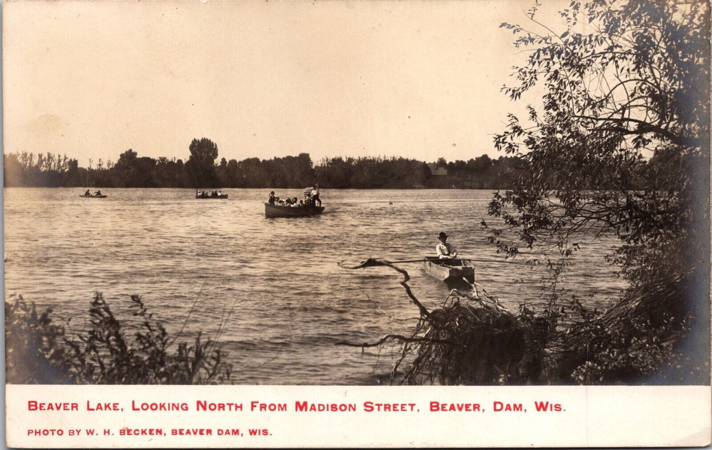 RP Postcard Beaver Lake Looking North from Madison Beaver Dam, Wisconsin~136609