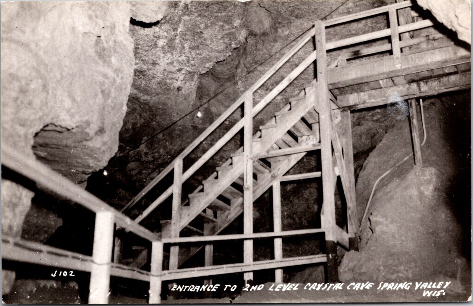 RP Postcard Entrance to 2nd Level Crystal Cave in Spring Valley Wisconsin~134746