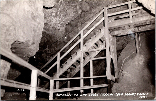 RP Postcard Entrance to 2nd Level Crystal Cave in Spring Valley Wisconsin~134746