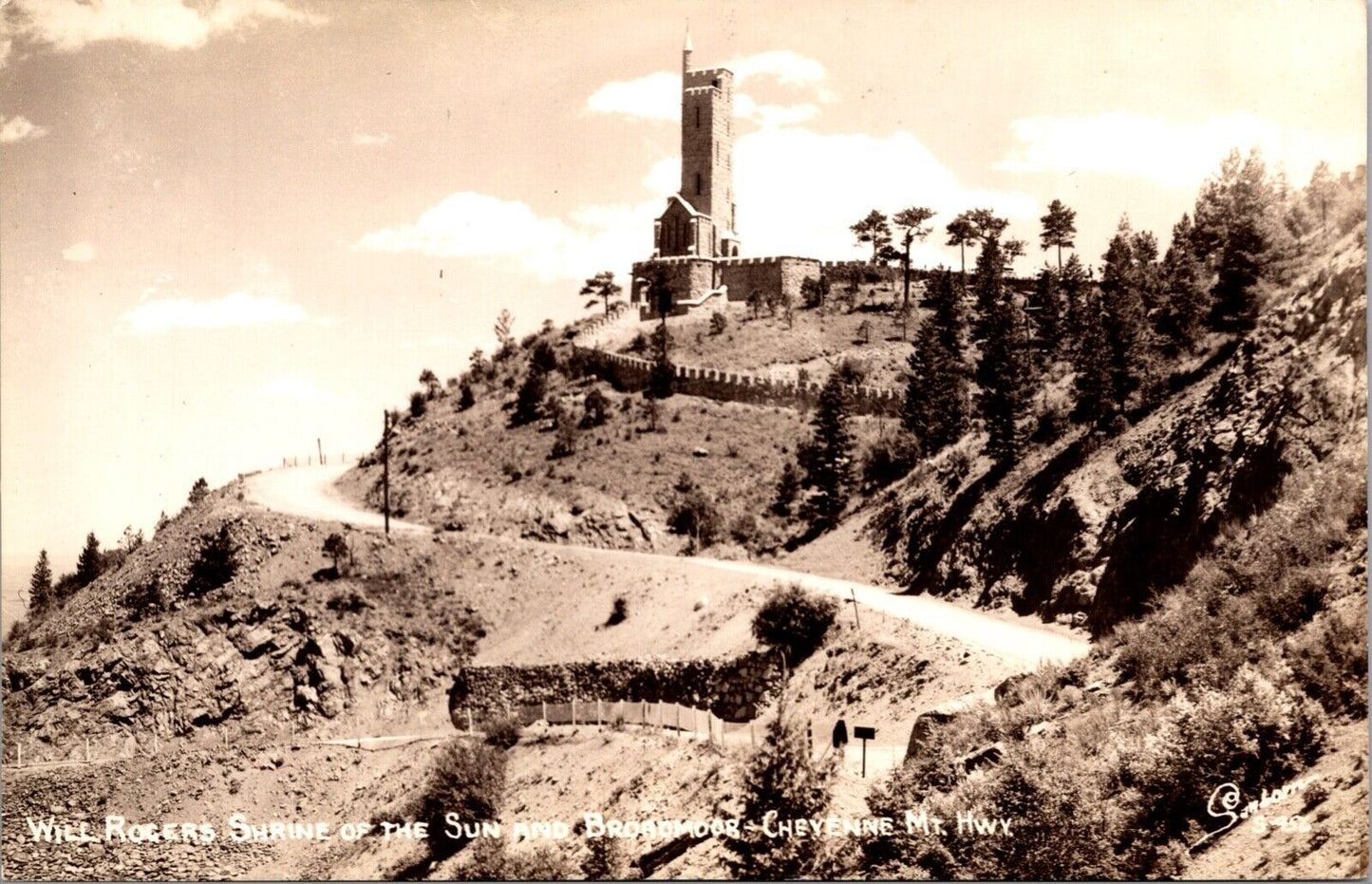 RPPC Will Rogers Shrine to Sun and Broadmoor Cheyenne Mountain Colorado Springs