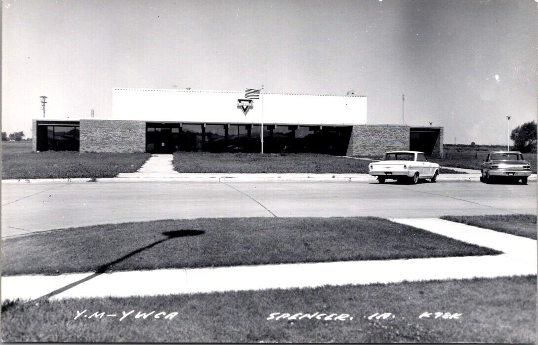 Real Photo Postcard Y.M.C.A. Y.W.C.A. in Spencer, Iowa