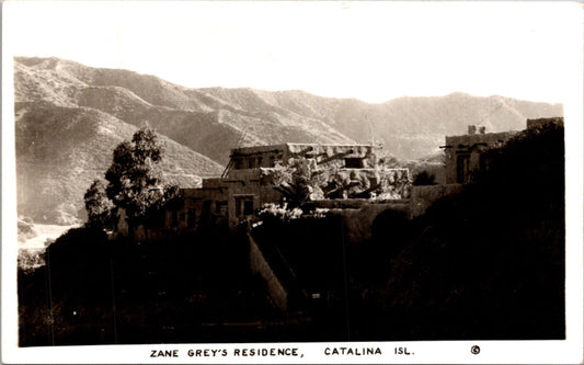 Real Photo Postcard Zane Grey's Residence in Catalina Island, California