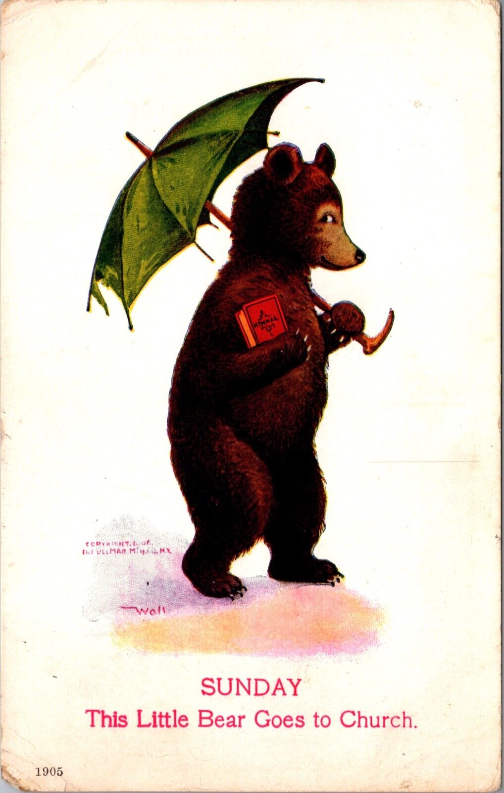 Wall artwork Postcard Sunday, This Little Bear Goes To Church, Busy Bears No 79