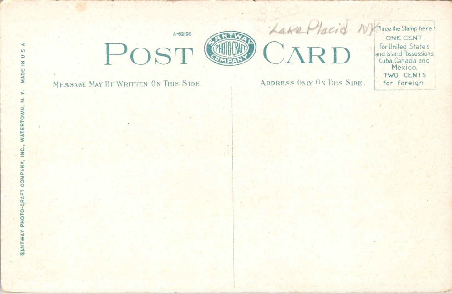 Two Postcards Mirror Lake Stevens House Clubhouse Lake Placid Club New York