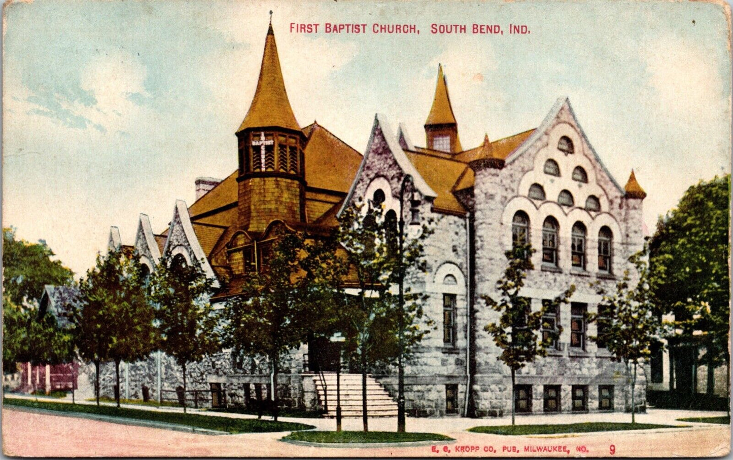 Two Postcards First Baptist Church in South Bend, Indiana~133498