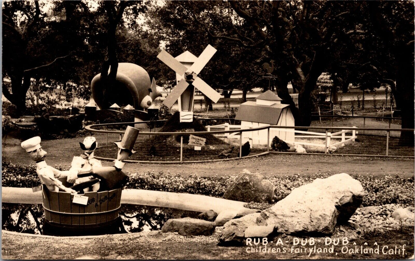 RP Postcard Rub-A-Dub-Dub Children's Fairyland Amusement Park Oakland California