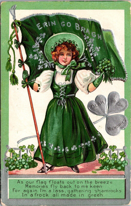 St. Patrick's Day PC Erin Go Bragg Shamrocks Dear Irish Memories Girl in Green