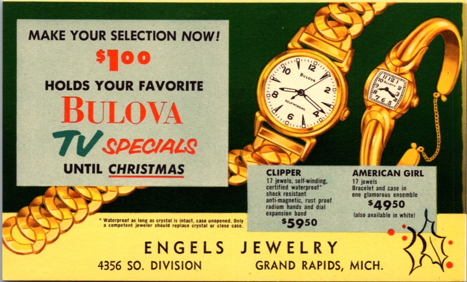 AD PC Bulova Watches Engels Jewelry 4356 S. Division Grand Rapids Michigan