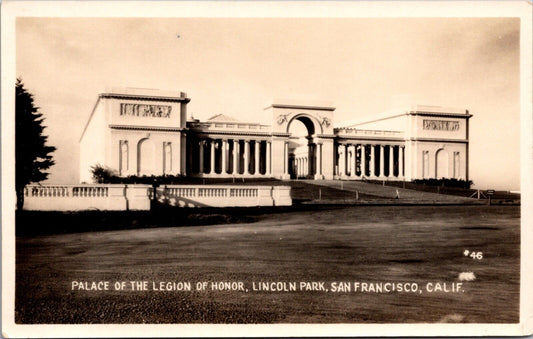 RPPC Palace of the Legion of Honor at Lincoln Park in San Francisco, California