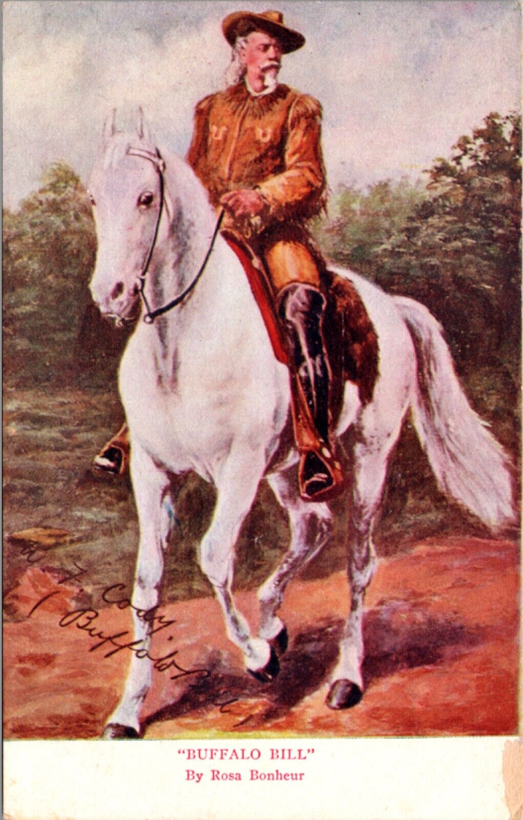 Rosa Bonheur Artwork Postcard Buffalo Bill William F Cody on Horseback