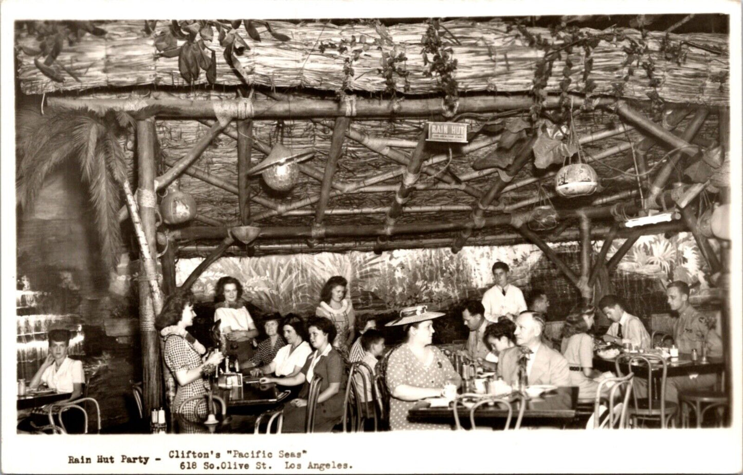 RPPC Rain Hut Party Clifton's Pacific Seas Cafeteria Olive at Sixth Los Angeles