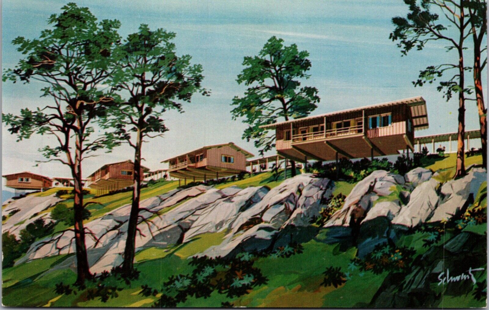 Artist Rendering Postcard The Motel on the Mountain in Hillburn, New York