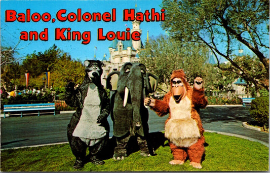 Disneyland Postcard Baloo, Colonel, Hathi and King Louie Jungle Book Fantasyland