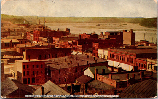 1911 Postcard Birds Eye View of Stillwater, Minnesota Showing St. Croix