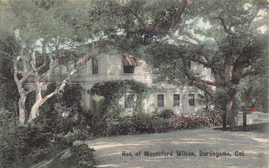 Tinted Postcard Residence of Mountford Wilson in Burlingame, California~126530