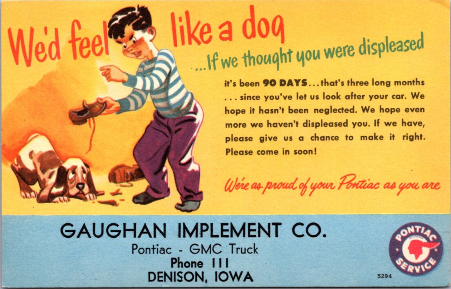 Advertising PC Gaughn Implement Co in Denison, Iowa Pontiac GMC Truck Service