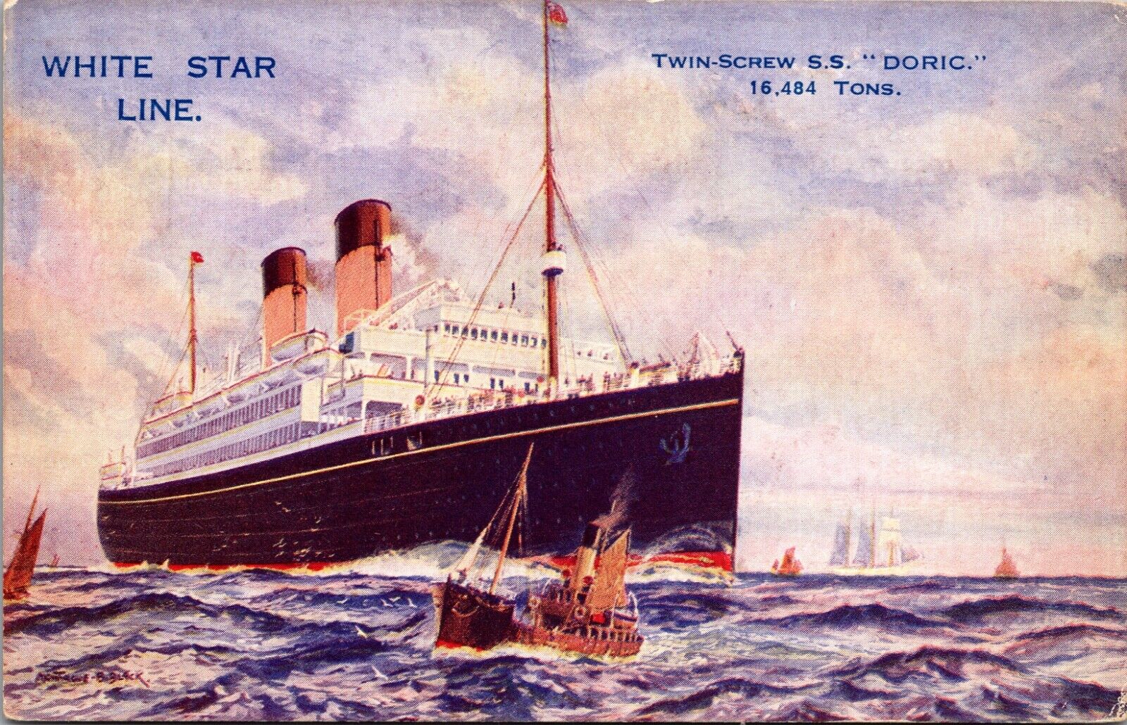 Advertising Postcard White Star Line Twin-Screw S.S. Doric