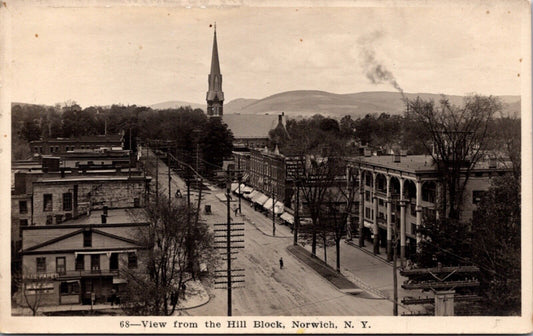 Real Photo Postcard View from the Hill Block in Norwich, New York