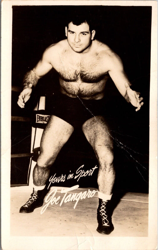 Real Photo Postcard Yours in Sport Joe Tangaro Boxer