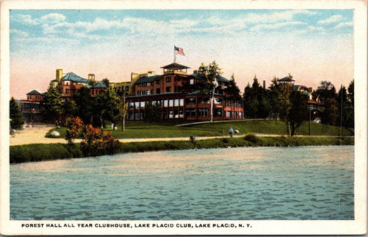 Two Postcards Mirror Lake Stevens House Clubhouse Lake Placid Club New York